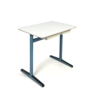 Vintage schooldesk for kids with blue frame