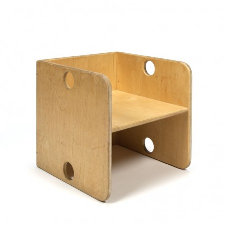 Vintage wooden cube chair for kids