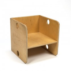 Vintage wooden cube chair for kids