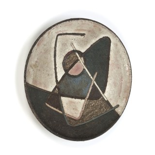 Vintage aardewerken schaal/ wandobject vijftiger jaren