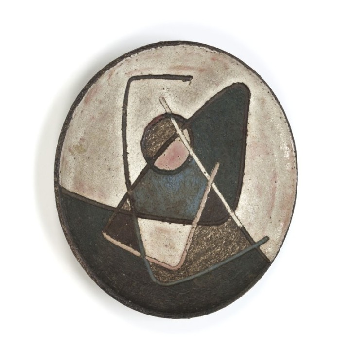 Vintage aardewerken schaal/ wandobject vijftiger jaren