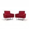 Set of 2 vintage armchairs with red upholstery