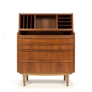 Vintage Deense secretaire kast in teakhout