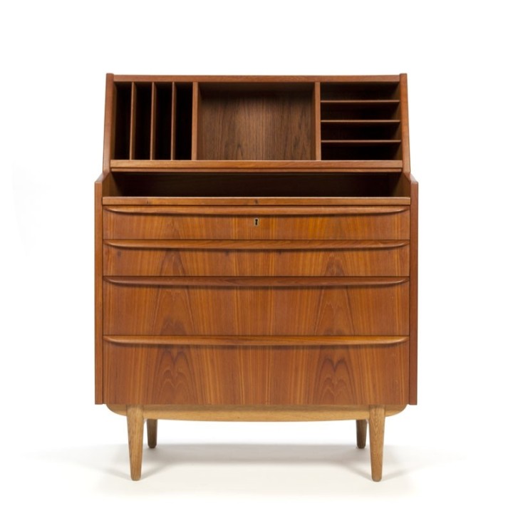 Vintage Deense secretaire kast in teakhout
