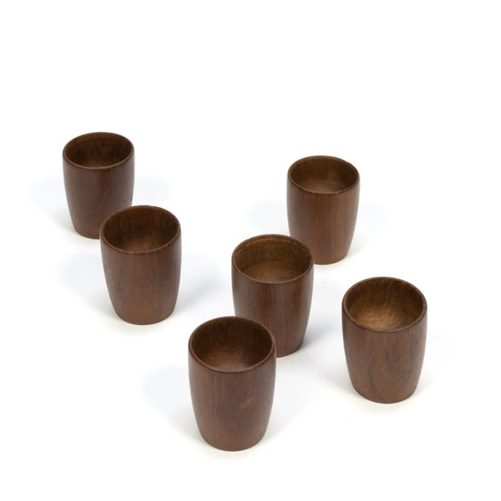 Vintage set van 6 Deense eierdoppen