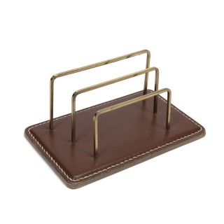 Leren vintage brievenhouder met messing