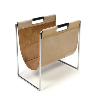 Vintage leather magazine holder by Brabantia