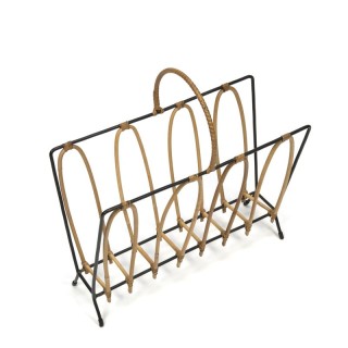 Vintage krantenrek metaal en bamboe