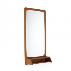 Vintage Danish teak mirror with small compartment