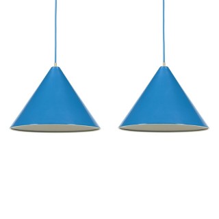 Vintage set van 2 emaille Louis Poulsen lampen