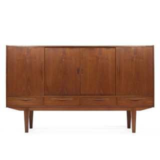 Groot vintage Deens dressoir in teakhout