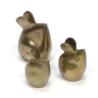 Vintage set of 3 brass mice