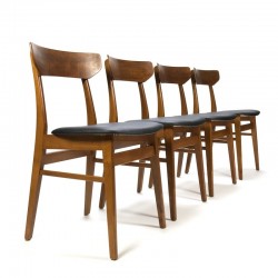 Set of 4 vintage Danish teak dining table chairs