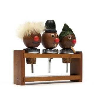 Vintage teakhouten flessenstop set