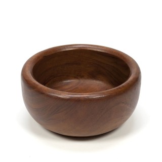 Vintage schaal van teakhout met brede rand