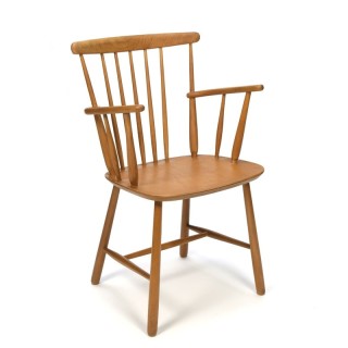 Vintage Deense eiken sijlenstoel