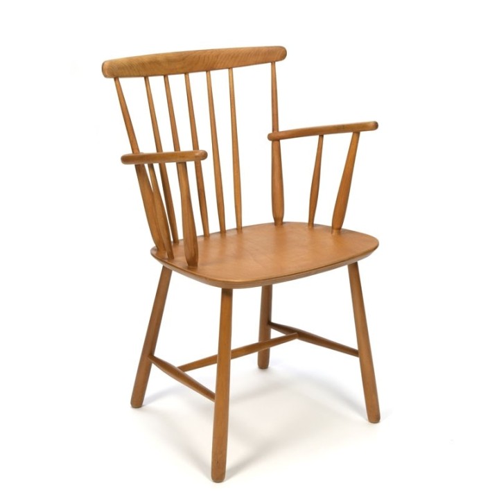 Vintage Deense eiken sijlenstoel