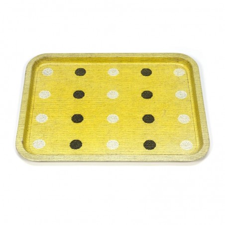 Vintage metal trayyellow with dots