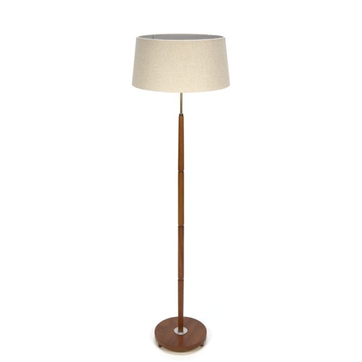 Teakhouten vintage Deense design vloerlamp
