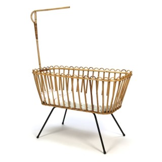 Vintage bamboo cradle by Rohe Noordwolde