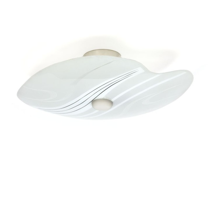 Vintage glazen schaal plafondlamp jaren vijftig