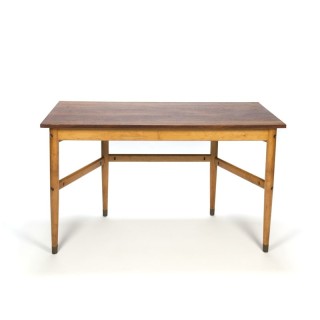 Vintage Deense schooltafel/ bureau met teak blad
