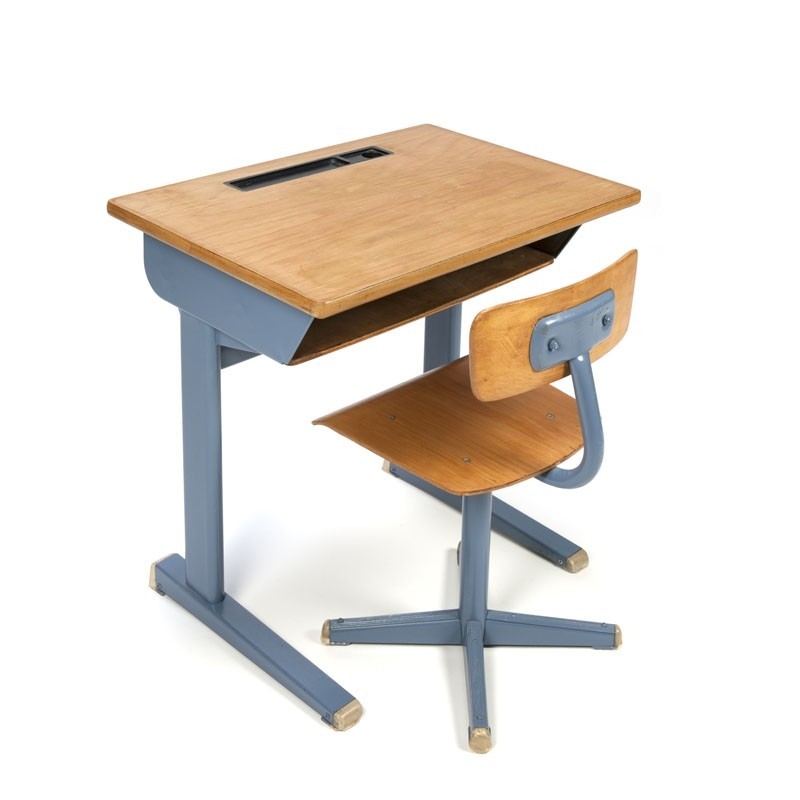 Vintage School Desk With Chair For Children Retro Studio
