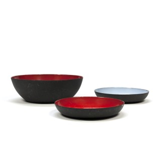 Scandinavian vintage bowls enameled metal