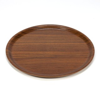 Rond vintage dienblad teak
