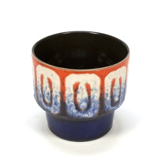 Vintage kleine bloempot blauw/ oranje