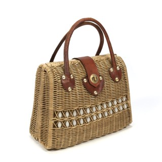 Vintage rotan handtas uit de jaren 50