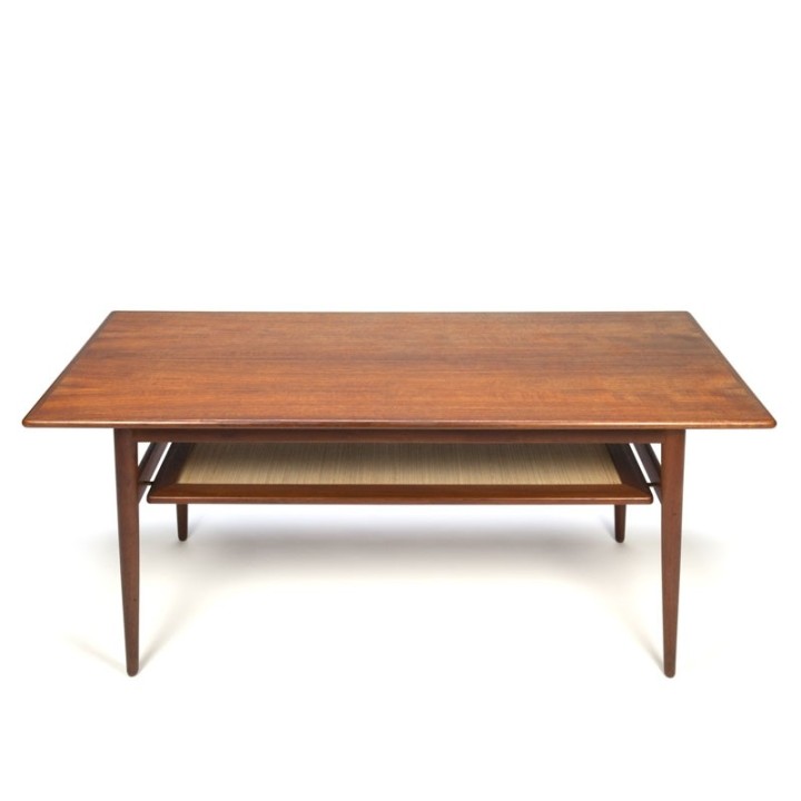 Vintage Danish teak coffee table with magazine space