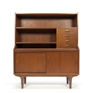 Luxe vintage Deense secretaire kast in teakhout