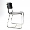 Vintage chromen buisframe stoel met zwarte zitting