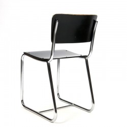 evalueren Afscheiden kalf Vintage chromen buisframe stoel met zwarte zitting - Retro