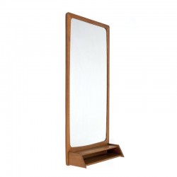 Teak Danish vintage mirror with small open compartment