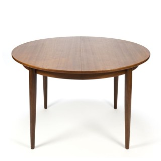 Vintage ronde uitschuifbare Deense eettafel in teak