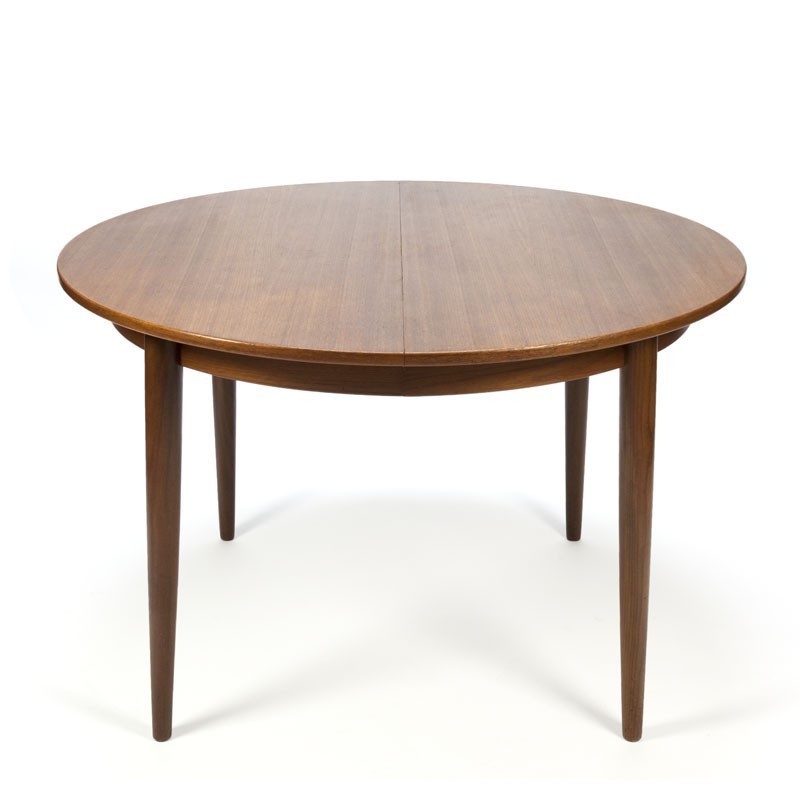 Vintage ronde Deense eettafel in teak - Retro