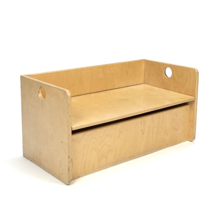 Vintage kubistisch opbergbankje voor kinderen