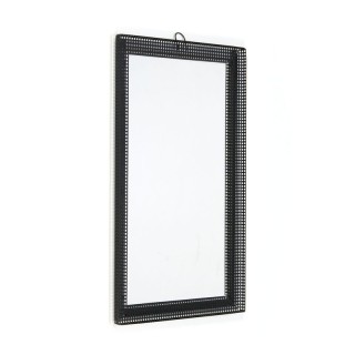 Perforated black metal vintage mirror