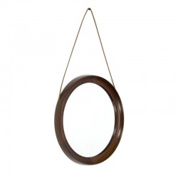 Wenge vintage mirror with leather cord