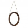 Wenge vintage mirror with leather cord