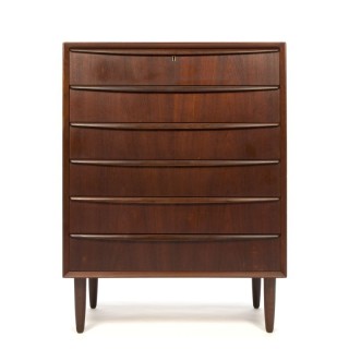 Deense donker teakhouten vintage ladekast