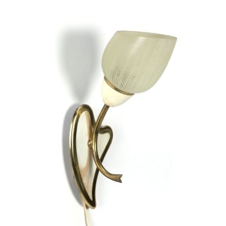 Vintage wall lamp with glass shade fifties