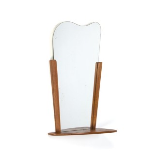 Teakhouten vintage Deense spiegel met plankje