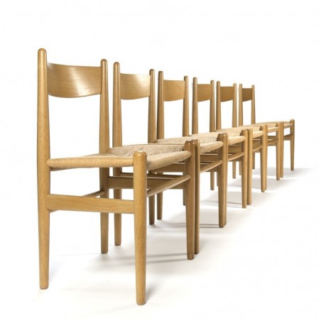 Vintage set van zes CH 36 stoelen ontwerp Hans Wegner