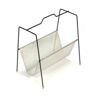Perforated metal newspaper rack vintage