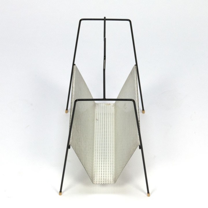 Perforated metal newspaper rack vintage