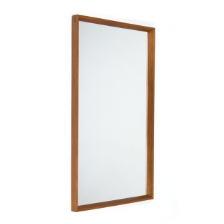 Teakhouten rechthoekige Deense vintage spiegel