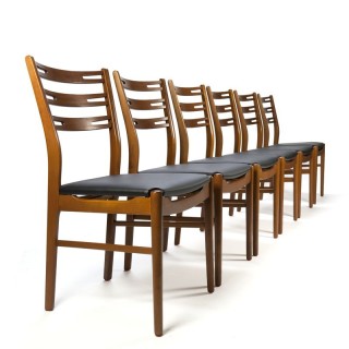 Deense vintage set van 6 teakhouten Farstrup stoelen
